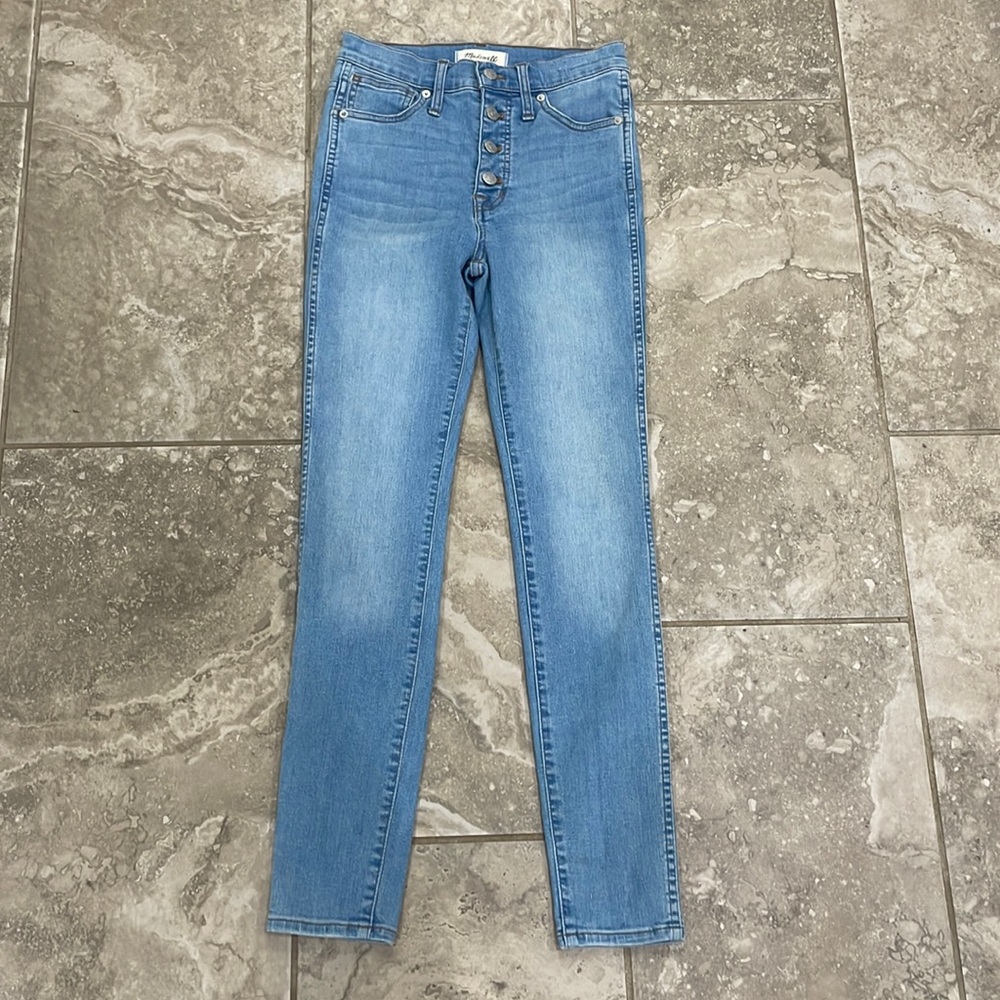 Madewell 10 in High Rise Skinny Jeans Exposed‎ Button Fly M5327 Sz 25